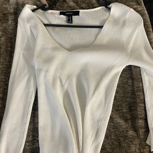 white ribbed long sleeve